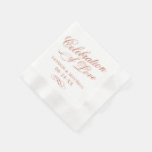 Serviette En Papier Célébration de Love Terracotta Mariage Monogramme (Coin)