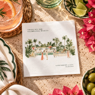 Serviette En Papier Célébration de mariage à l'aquarelle de Villa Trop