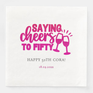 Serviette En Papier Célébration des 50 ans Fuschia Party