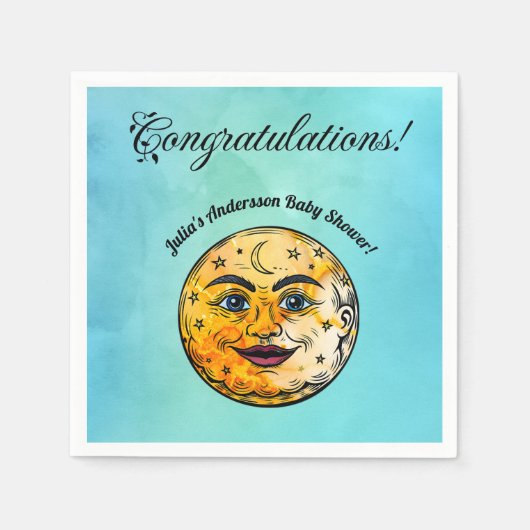 Serviette En Papier Célébration du Baby shower de la Lune (Devant)