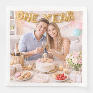 Serviette En Papier Célébration du premier anniversaire de mariage de 