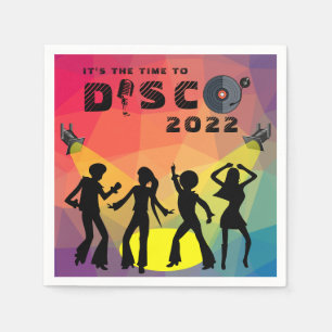 Serviette En Papier Célébration multicolore rétro de la piste de danse