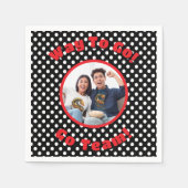Serviette En Papier Célébration Pois noir/blanc Trim rouge (Devant)