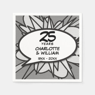 Serviette En Papier Célébration Rétro Amusante des 25 Ans de Mariage