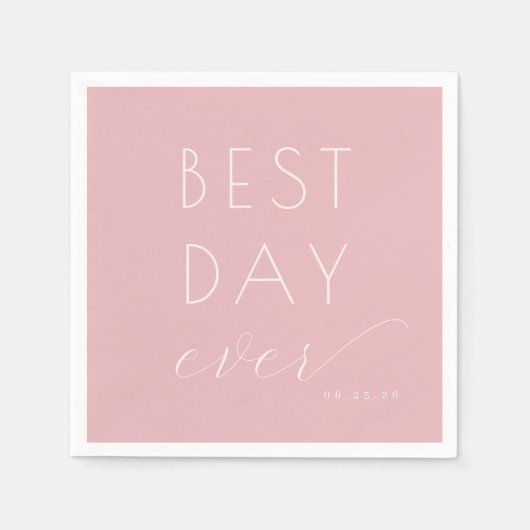 Serviette En Papier Célébration Typographique Rose Joyeuse (Devant)