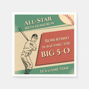 Serviette En Papier Célébration Vintage All Star Baseball Hommes 50e A