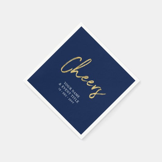 Serviette En Papier Célébrations de la partie de script Brush de Navy  (Coin)