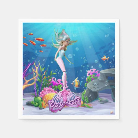 Serviette En Papier Célèbre poupée habillée en Sirène (Devant)