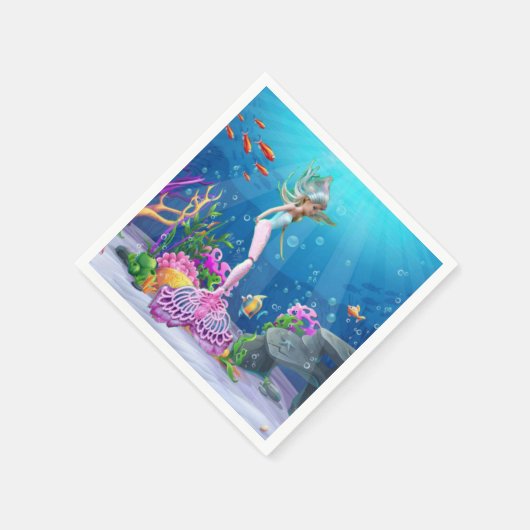 Serviette En Papier Célèbre poupée habillée en Sirène (Coin)