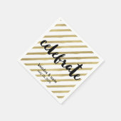 Serviette En Papier Célébrer | Faux Gold Stripe Mariage Anniversaire (Coin)
