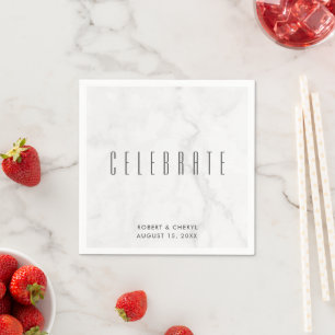 Serviette En Papier Célébrer Gris Mariage papier de marbre Napkins
