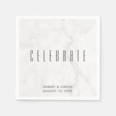 Serviette En Papier Célébrer Gris Mariage papier de marbre Napkins (Devant)
