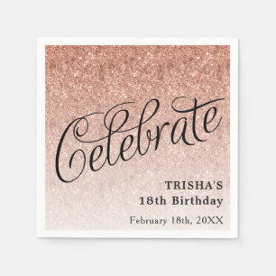 Serviette En Papier Célébrer la Parties scintillant Rose Gold Personna