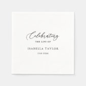 Serviette En Papier Célébrer la vie | Mémorial funéraire minimal (Devant)