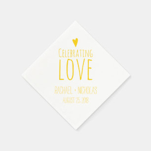 Serviette En Papier Célébrer l'amour Mariage jaune