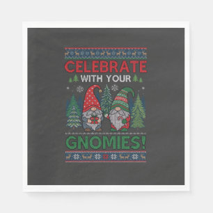 Serviette En Papier Célébrez Gnomies Noël Gnomes Arbres Renne