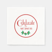 Serviette En Papier Célébrez la saison| Rouge et blanc (Devant)