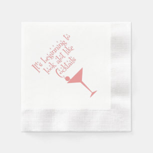 Serviette En Papier Célébrez les cocktails rétro style 50 en rose
