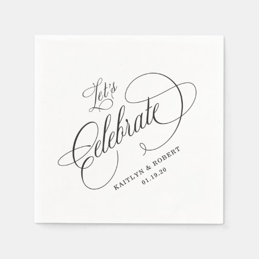 Serviette En Papier Célébrons la calligraphie Cocktail serviettes (Devant)