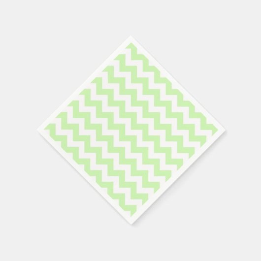 Serviette En Papier Celery Green, White Chevron Zig Zag Pattern (Coin)
