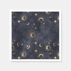 Serviette En Papier Céleste, abstrait ciel nocturne serviettes