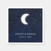 Serviette En Papier Céleste bleu ciel lune étoiles Mariage (Devant)
