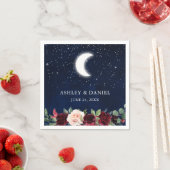 Serviette En Papier Céleste Blue Sky Moon étoiles Floral Mariage (En situation)
