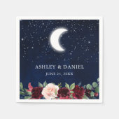 Serviette En Papier Céleste Blue Sky Moon étoiles Floral Mariage (Devant)