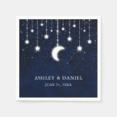 Serviette En Papier Céleste Blue Sky Moon Étoiles Mariage (Devant)
