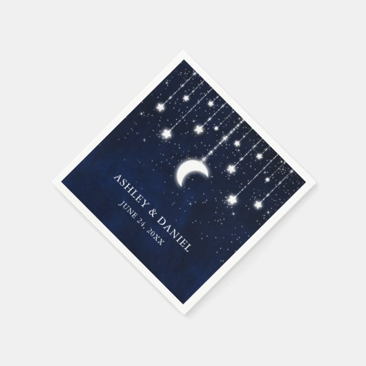 Serviette En Papier Céleste Blue Sky Moon Étoiles Mariage (Coin)