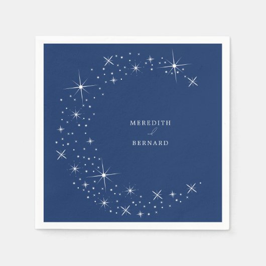 Serviette En Papier Céleste Elegant Lune Marine Mariage bleu Napkin (Devant)