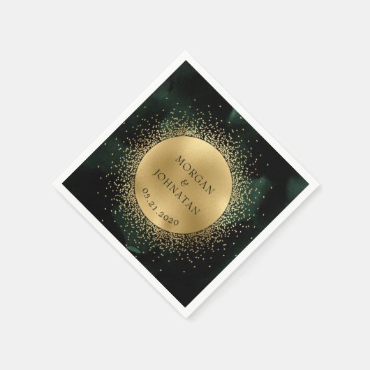 Serviette En Papier Céleste Emerald Gold Moon Mariage serviettes (Coin)
