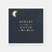 Serviette En Papier Céleste Lune Étoiles Midnight Blue Mariage (Devant)