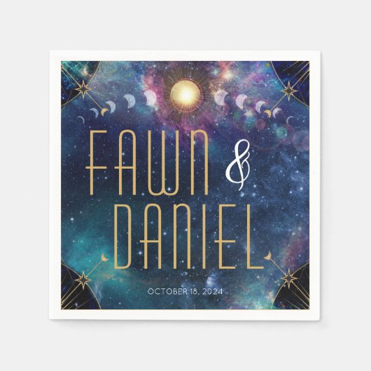 Serviette En Papier Céleste Lune Phase Mariage serviettes (Devant)