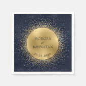 Serviette En Papier Céleste Midnight Blue Gold Moon Mariage serviettes (Devant)