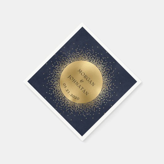 Serviette En Papier Céleste Midnight Blue Gold Moon Mariage serviettes (Coin)