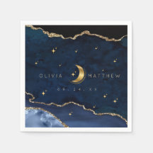 Celestial Blue Wedding Midnight Stars Moon 