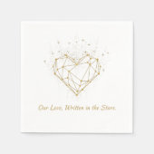 Serviette En Papier Celestial Gold Heart Wedding Napkins - Our Love (Devant)
