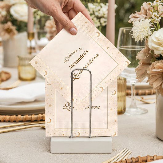 Serviette En Papier Celestial Gold Moon Quinceañera