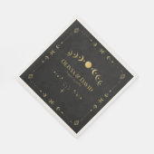 Serviette En Papier Celestial Gothic Black and Gold Wedding Napkins (Coin)