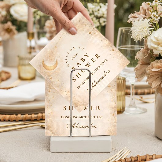 Serviette En Papier Celestial Ivory Gold Baby Shower