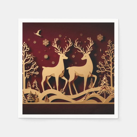 Serviette En Papier Celestial Reindeer Waltz – Golden Forest (Devant)