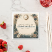 Serviette En Papier Celestial Sun Moon Boho Floral Rustic Wedding (En situation)