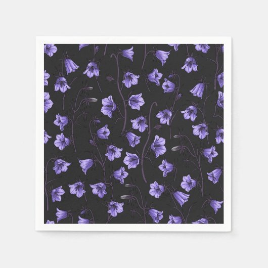 Serviette En Papier Cellules bleues de minuit, cloches, Bellflowers (Devant)