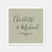 Serviette En Papier Cement Grey Script Minimalist Wedding (Devant)