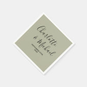 Serviette En Papier Cement Grey Script Minimalist Wedding (Coin)