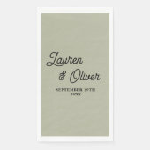 Serviette En Papier Cement Grey Script Minimalist Wedding (Devant)
