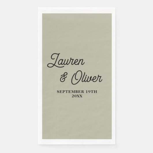 Serviette En Papier Cement Grey Script Minimalist Wedding (Devant)