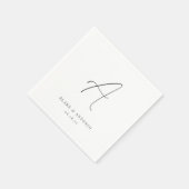 Serviette En Papier Cendre | Élégant Mariage de script de ligne mince (Coin)