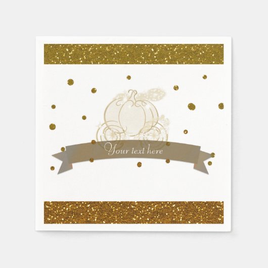 Serviette En Papier Cendrillon Carriage Gold Parties scintillant Dots  (Devant)